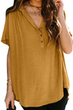 Collared Hi-low Hem Draped Short Sleeve Blouse