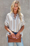 Multicolor Striped Oversize Short Sleeve Shirt