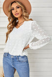 Swiss Dot Bubble Sleeve Blouse