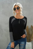 Casual Striped Color-Block Crew Neck Shirt