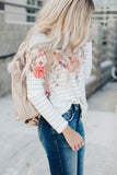 Floral Striped Print Long Sleeve Top