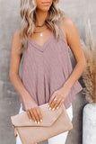 Solid V Neck Ruffle Tank