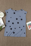 Crew Neck Star Print T-shirt with Pocket