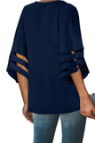 Flare Sleeve V Neck Button Blouse