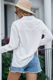 White Textured Buttons Pocketed Shirt