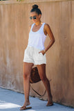 Casual Pocketed Frayed Denim Shorts
