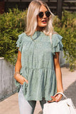 Green Cheetah Spotted Ruffle Top