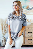 Fierce Leopard Print Color Blocking Tee