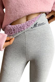 Embroidered Plush Lining High Waist Leggings