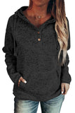 Heathered Print Button Snap Neck Pullover Hoodie
