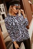 Leopard Print Kangaroo Pocket Pullover Hoodie