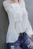 Fashion Lantern-Sleeve Lace Patchwork Top