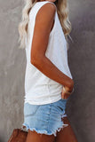 Snap Buttons Scoop Neck Tank with Pocket