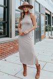 Side Slit Sleeveless Midi Dress