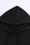 Khaki Drawstring Color Block Stripe Casual Hoodie