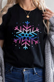 Gradient Snowflake Graphic Print Short Sleeve T Shirt