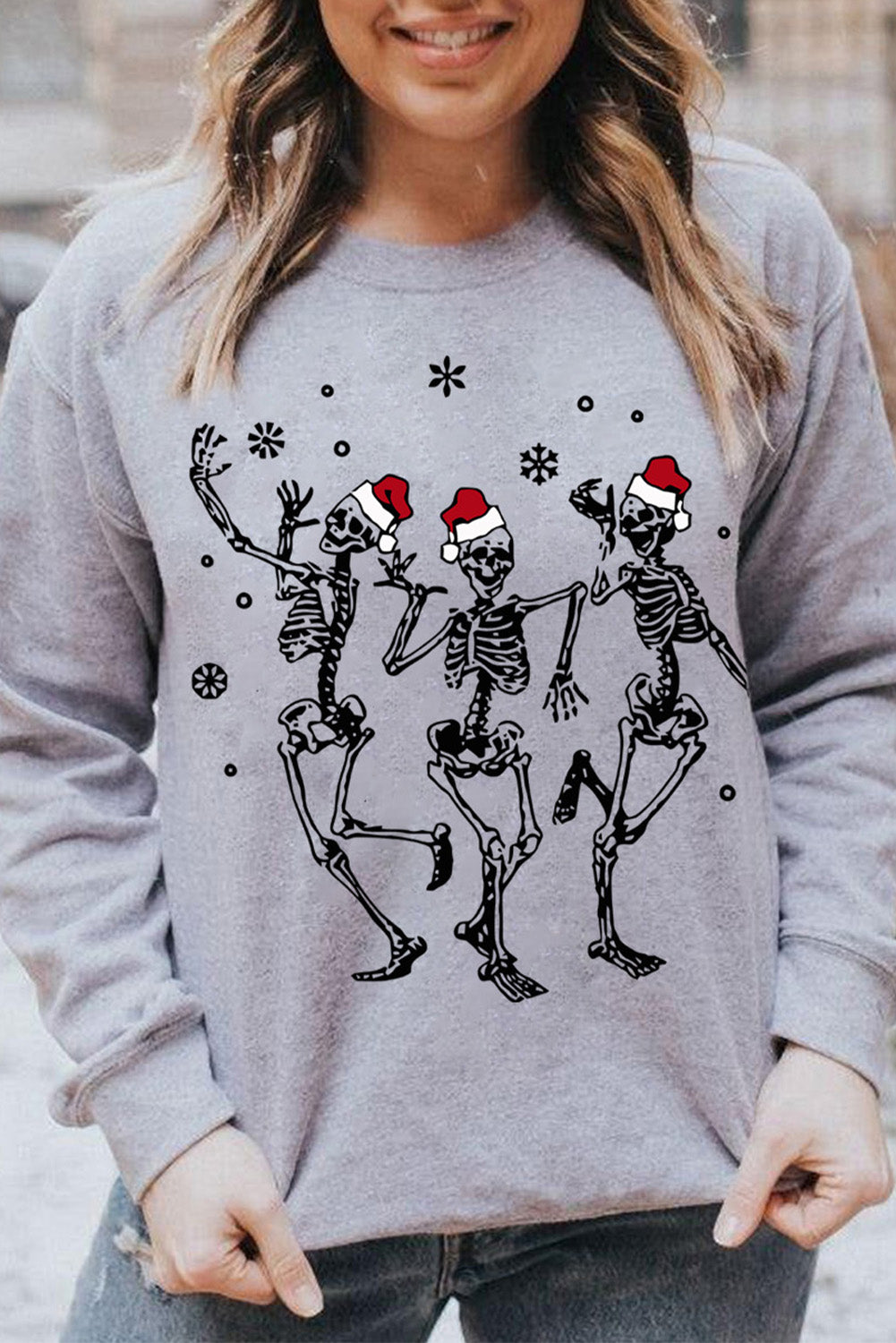 Celebrate Christmas Skeleton Graphic Sweatshirt