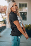 Black Long Live Cowboys Graphic Print Bleached Tee