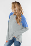 Khaki Color Block Raglan Sleeve Top