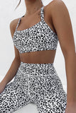 Charcoal Leopard Print Sports Bra Shorts Set