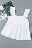 Khaki Flutter Shoulder Babydoll Top