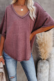 V Neck Short Sleeve Knit Tee