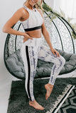 Snaking Around Snake Print Athletic Crop Vest Leggings Set