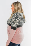 Leopard Patchwork Drawstring Plus Size Hoodie With Pocket