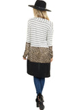 Plaid Colorblock Striped Cardigan