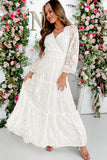 Bubble Sleeve Tiered Lace Wedding Party Dress