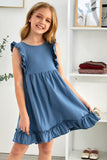 Ruffled Empire Waist Pleated Flowy Kid Dress