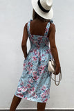 Tie Straps Smocked Floral Dress