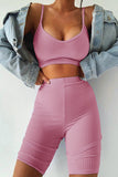 Two-piece Bra and Leggings Ribbed Knit Yoga Sports Wear