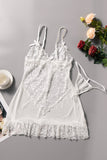 Halter Neck Backless Lace Babydoll with Thong and Gloves