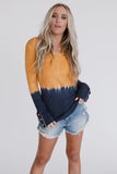 Tie Dye Color Block Button Cuff Long Sleeve Top