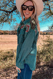 Green Aztec Color Block Corduroy Shacket Jacket