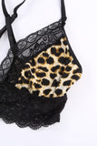 Cheetah Print Crochet Lace Backless Cami Set