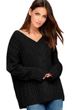 Cable Knit V Neck Sweater
