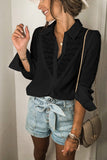 Floral Lace Hollow-out Splicing Crinkled Shirt