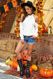 Hollow Out Off-the-shoulder Long Sleeve T-shirt