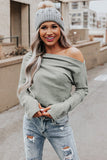 Gray Asymmetric Off-shoulder Long Sleeve Knit Top