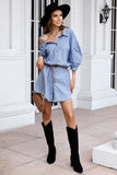 Asymmetric Cold Shoulder Denim Dress