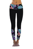 Navy Floral Printed Details Leggings Yoga Pants