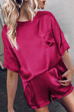 Satin Pocketed Tee and Shorts Lounge Set