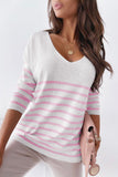 Striped V Neck Long Sleeve Sweater