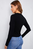 Black Zipper Slim-fit Long Sleeve Top