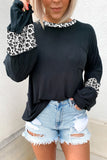 Leopard Print Balloon Sleeve Crew Neck Top