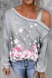 Asymmetric Dew Shoulder Long Sleeve Top