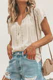 Crochet Eyelet Short Sleeves Top