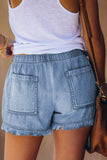 Casual Pocketed Frayed Denim Shorts